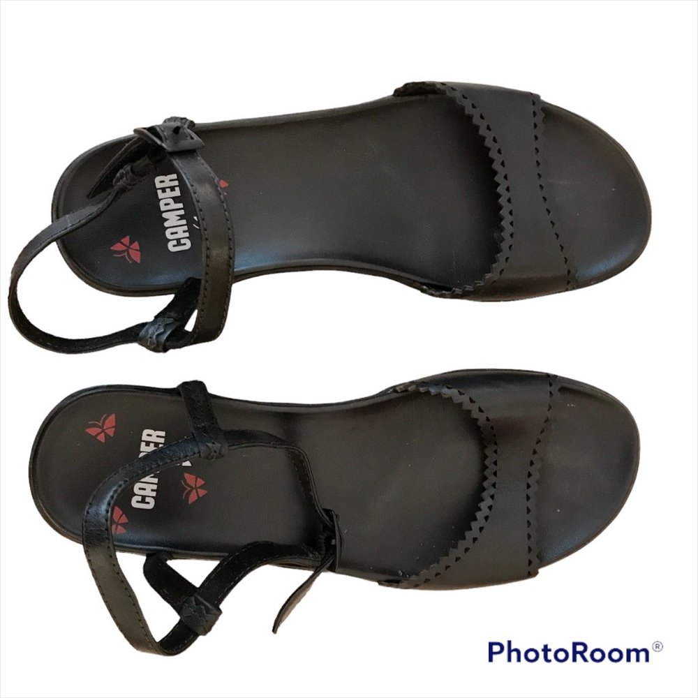NWOT CAMPER Black Leather Sandals 7 US / 37 EU - Picture 7 of 7
